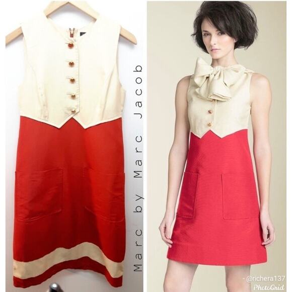 Marc Jacobs Blair Waldorf Bow Dress 4 Alessandra Runway Vest Mini A Line Small S - Picture 2 of 13